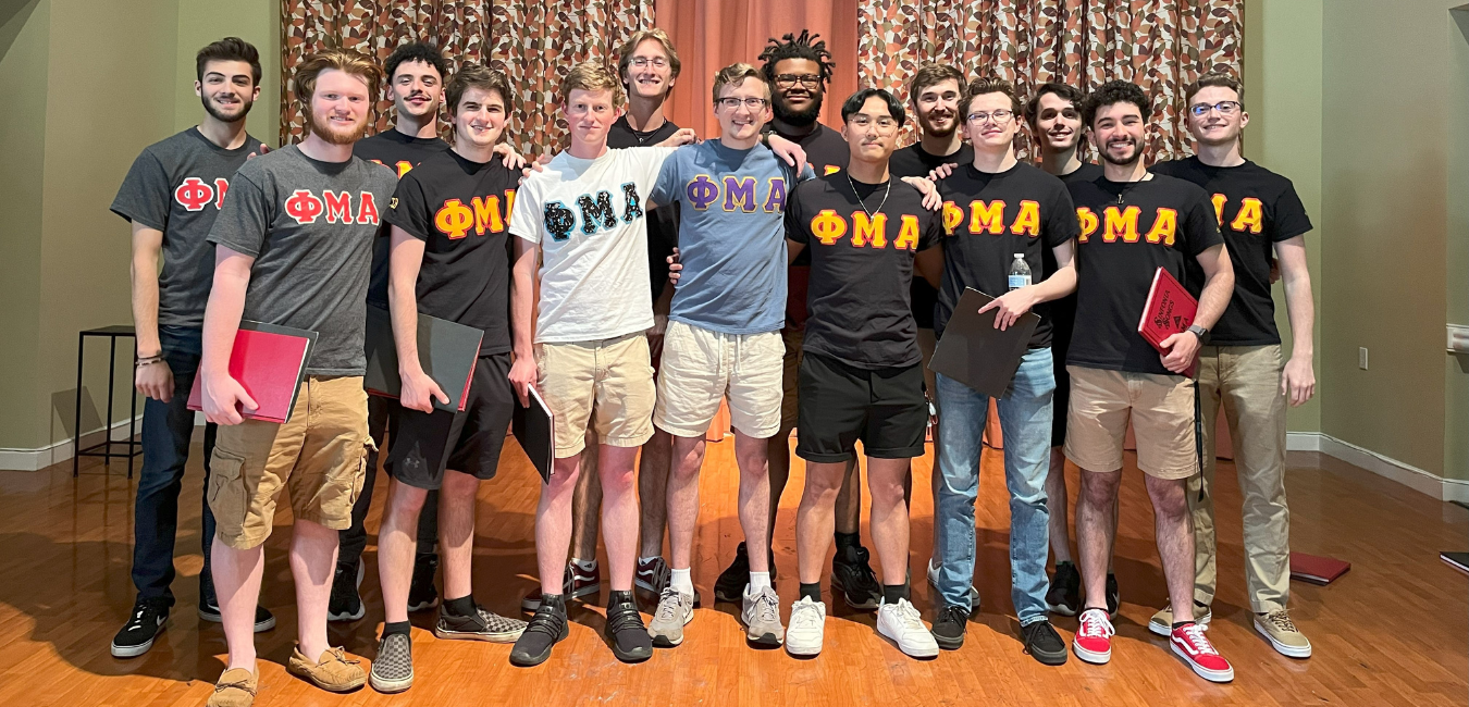 Phi Mu Alpha Sigma Beta students in their letter shirts