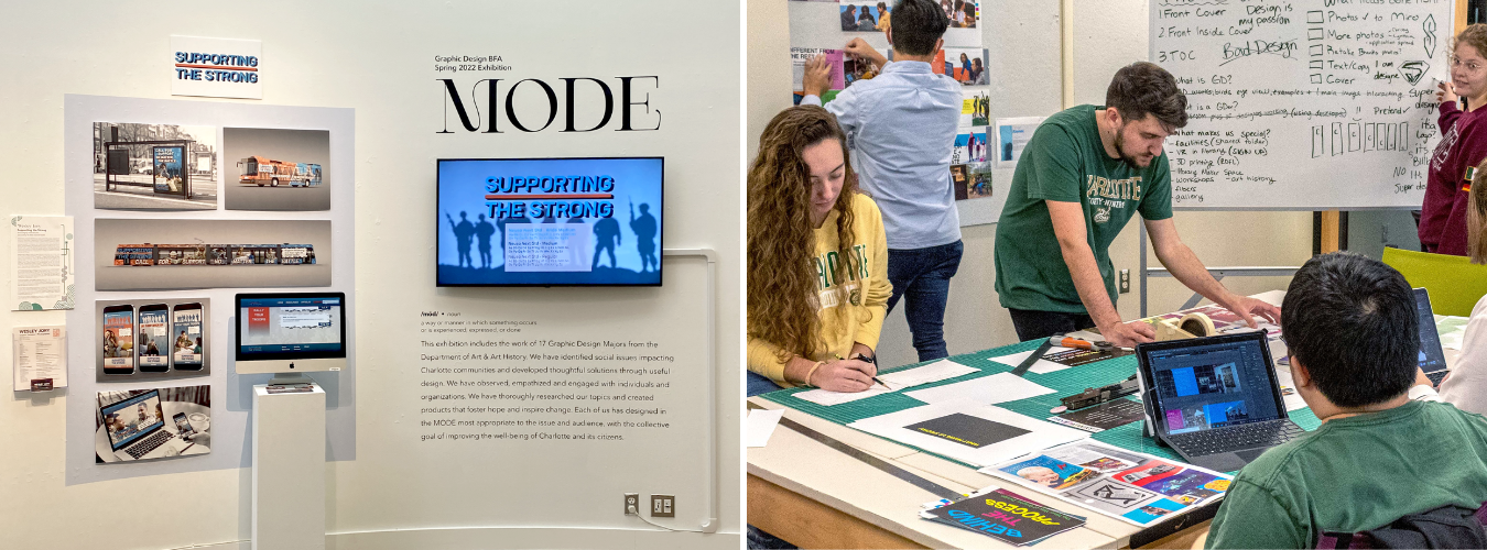 unc charlotte graphic design students working in the classroom