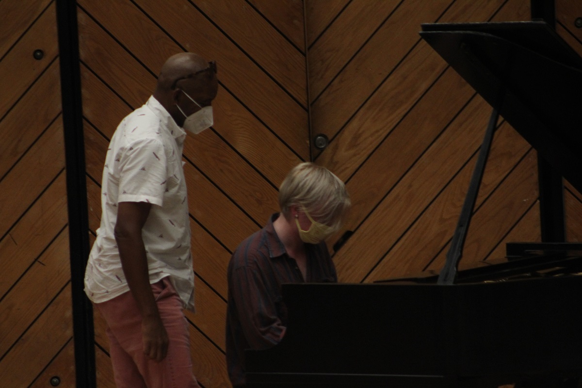 pianist Malcolm McKinley and Branford Marsalis at the piano