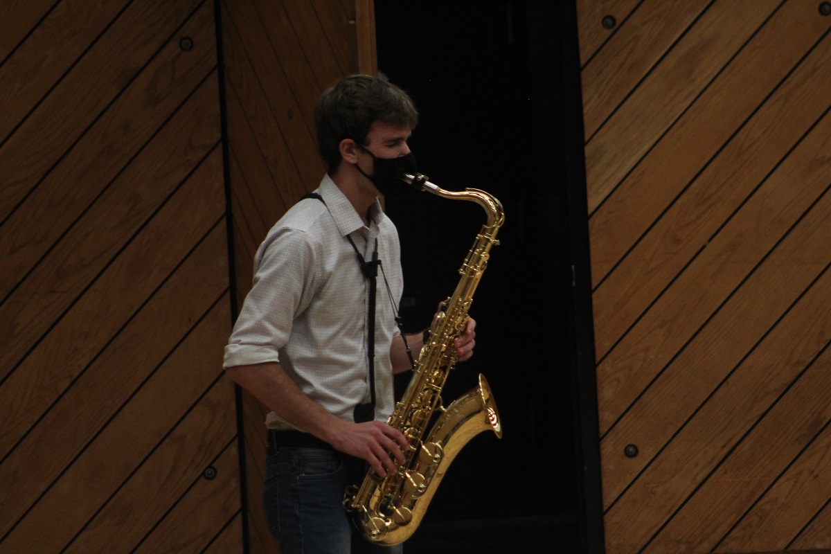 saxophone student performing