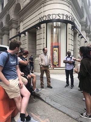 Doug Flory teaching students outside Nordstrom