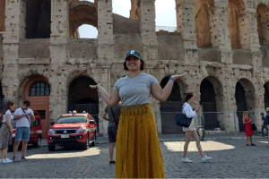 dance student posing in rome italy during her study abroad program