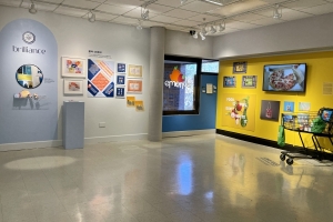 Rowe upper gallery with graphic design exhibition