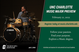 Music Major Preview day card with percussionist