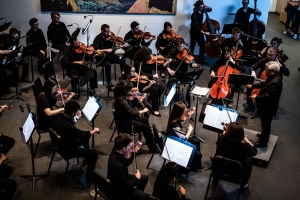 orchestra performing at Bechtler Museum