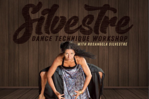 wood background- title saying Silvestre dance workshop- and a picture of ms silvestre dancing