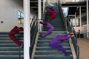 Dancers on stairs