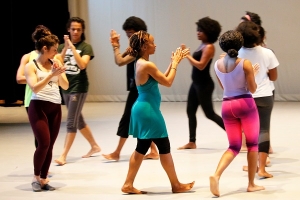 dance students in a circle