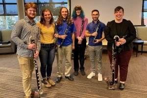Clarinet students with their professor, Jessica Lindsey