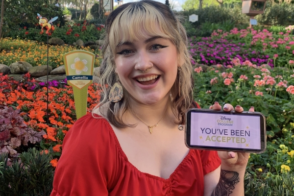 Kiana Vazquetelles with acceptance notice from Disney