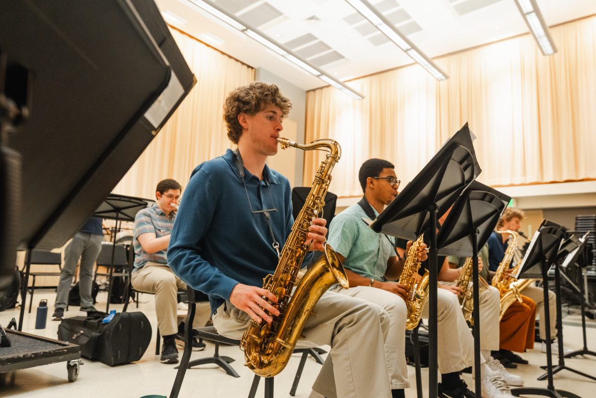 Jazz students in classroom practicing