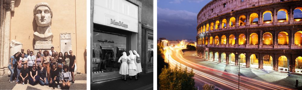 collage of three photos from the Rome program