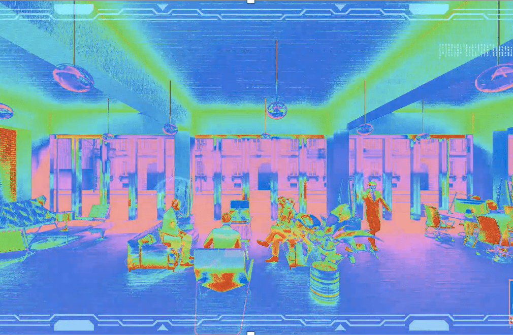 heat map coloring of an inside of an office