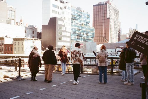 students walking on the High Line in NYC