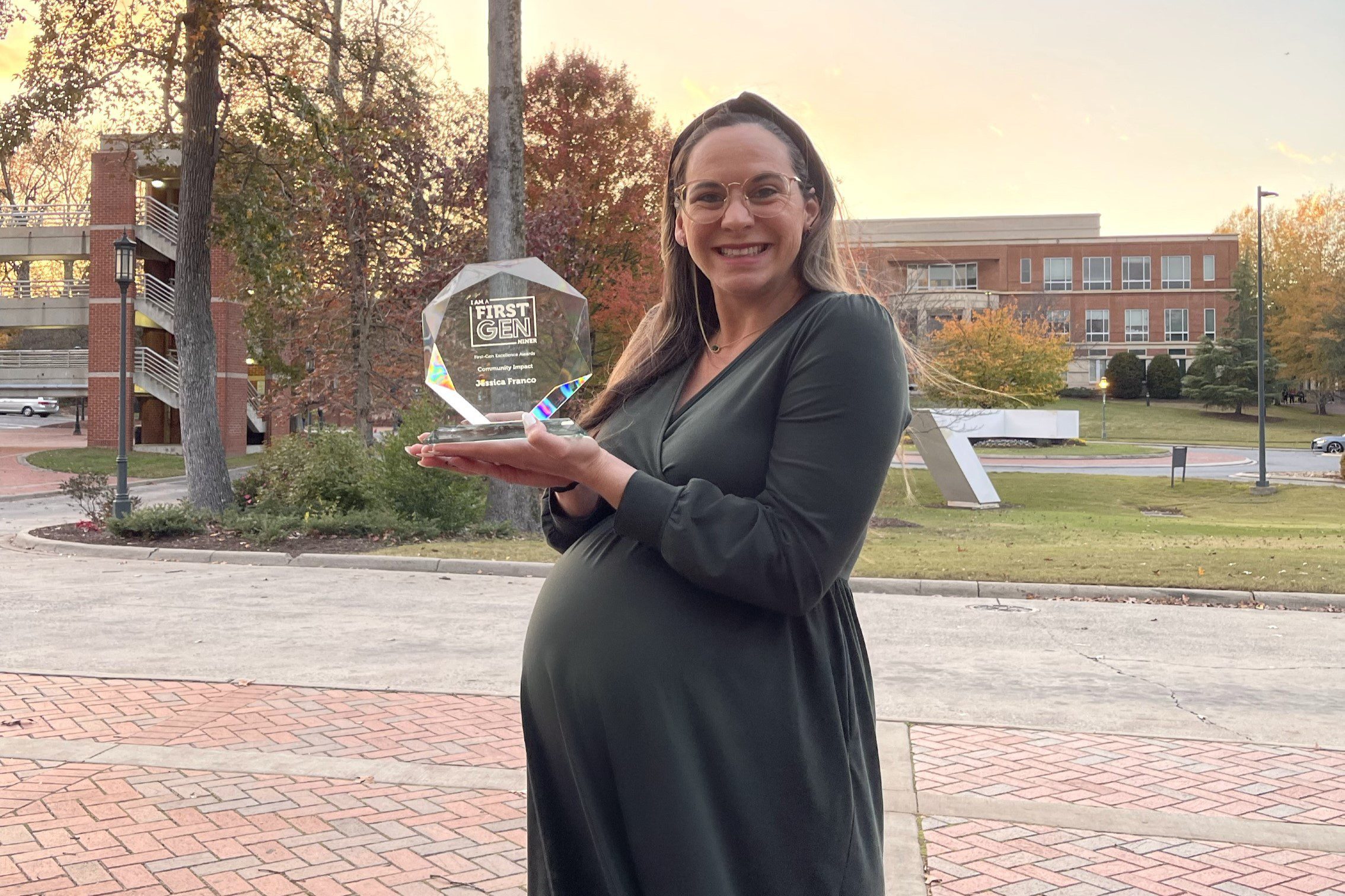 Jessica Franco with a First Gen Award.