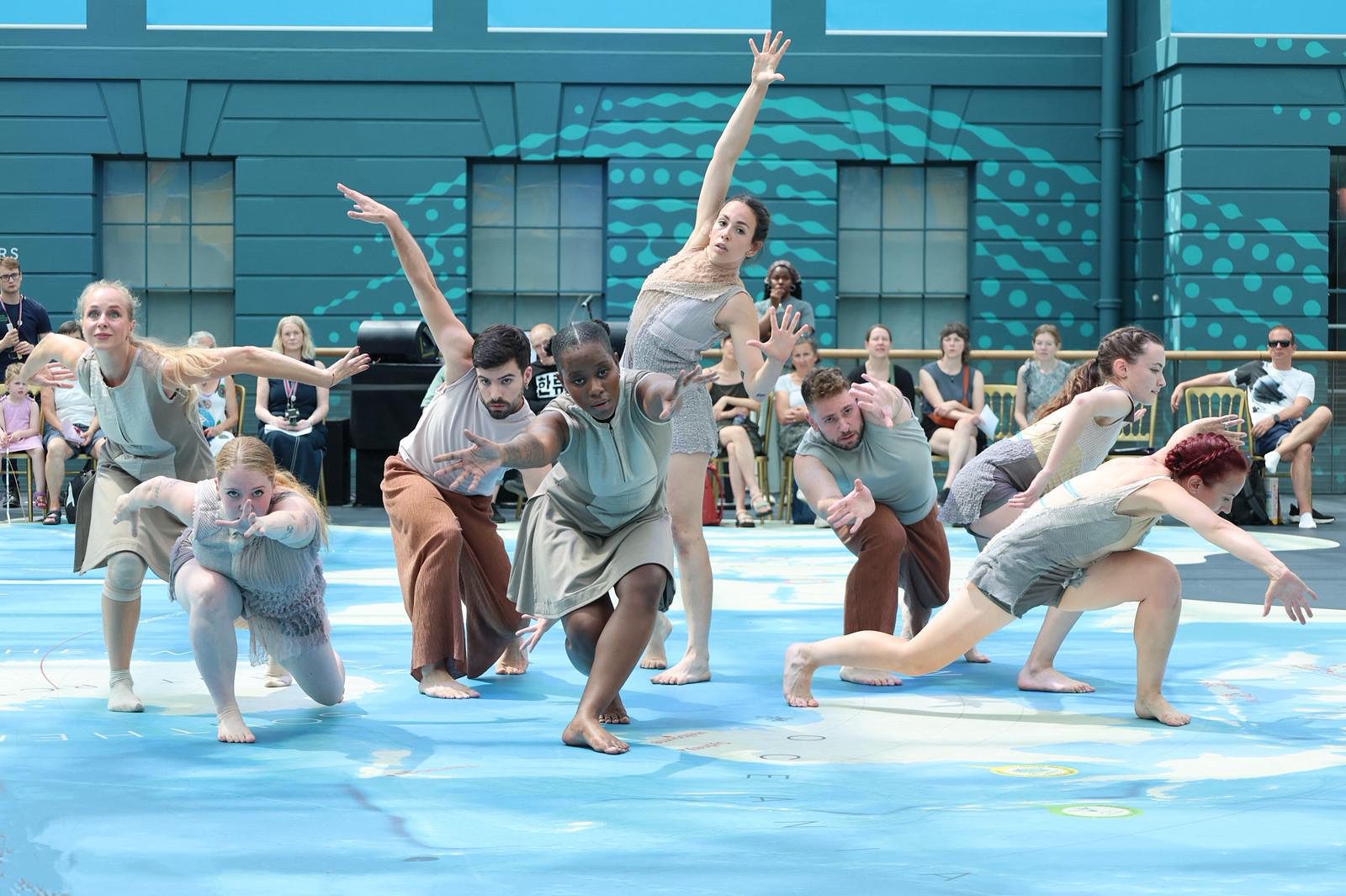 dancers performing Vitruvian Human at the Maritime Museum, London.