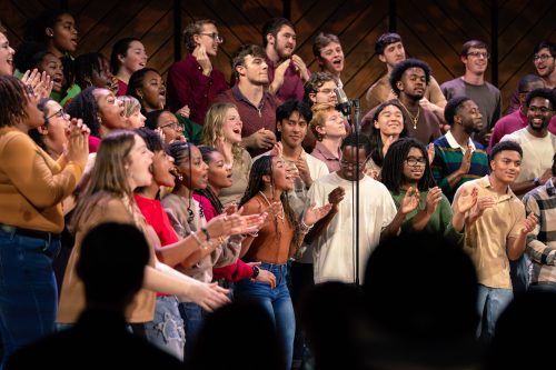 Students singing in Gospel Choir