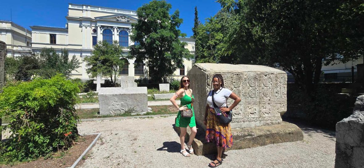 students standing outside during site visit