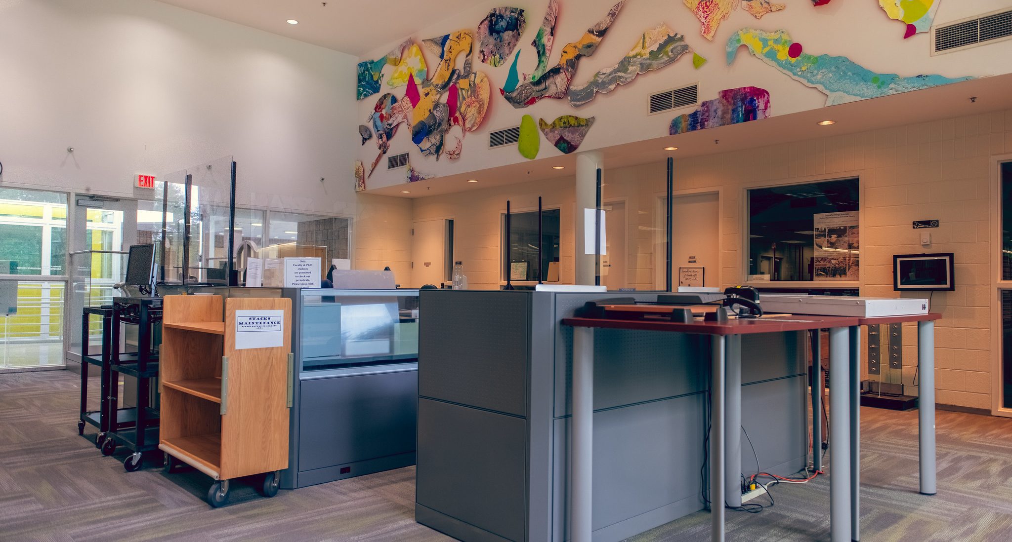 front desk in the library 