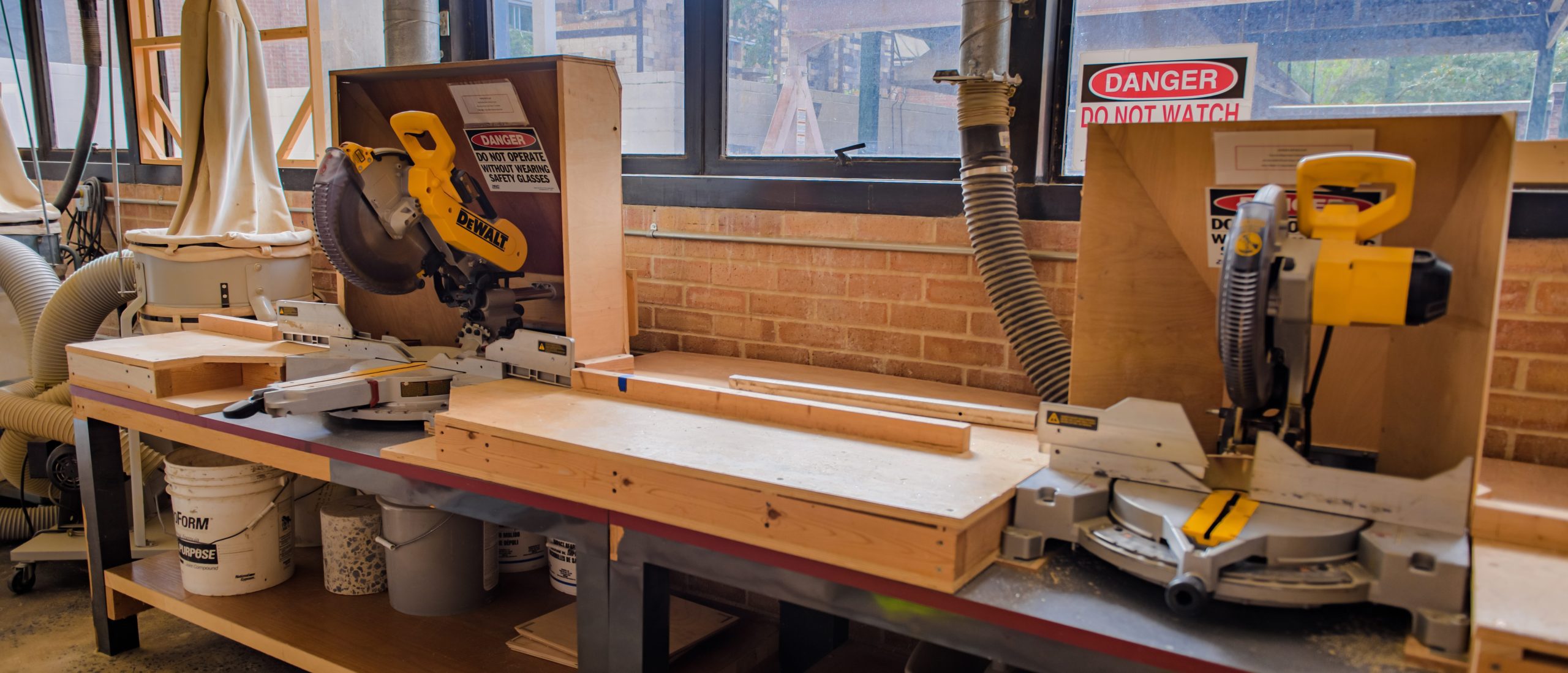 Wood cutting machinery in the studio