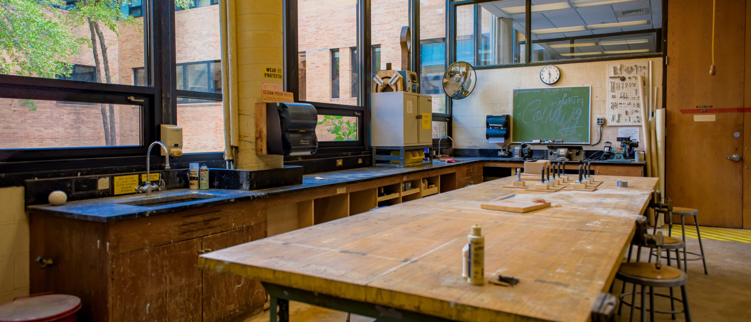 Focus on a table in the 3-D studio