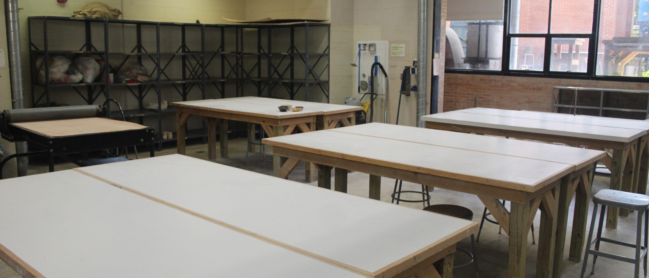 Tables in the ceramic studio