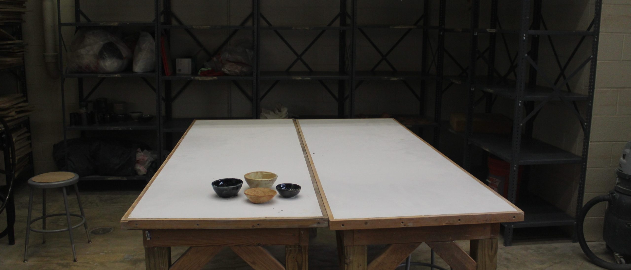 Bowls on a table in the ceramic studio