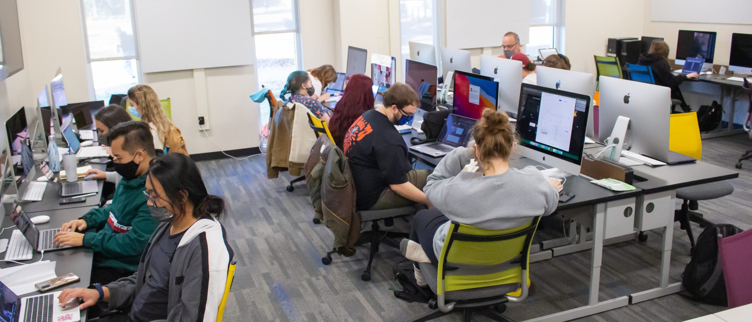 View of full class in the computer lab
