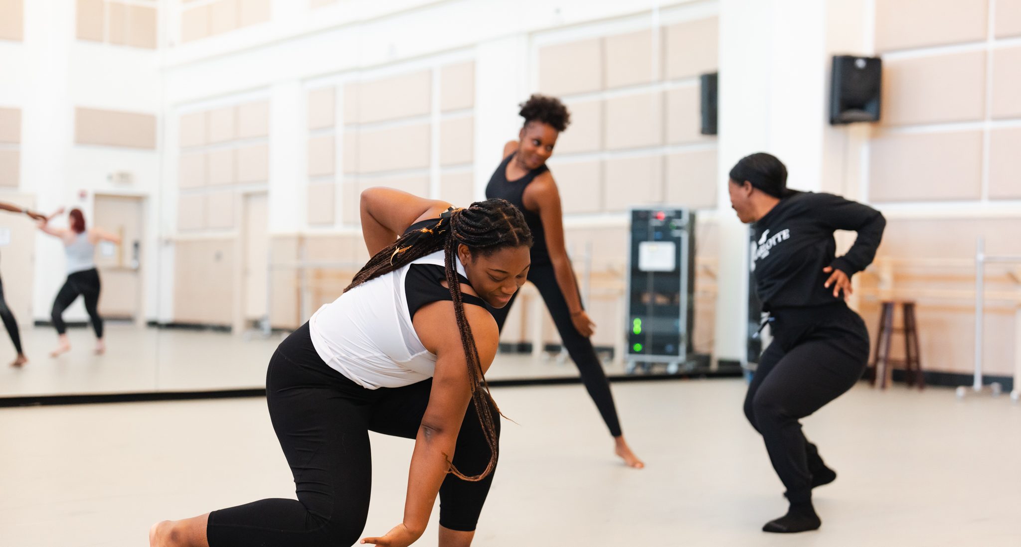 Jazz students in the studio, being coached by professor