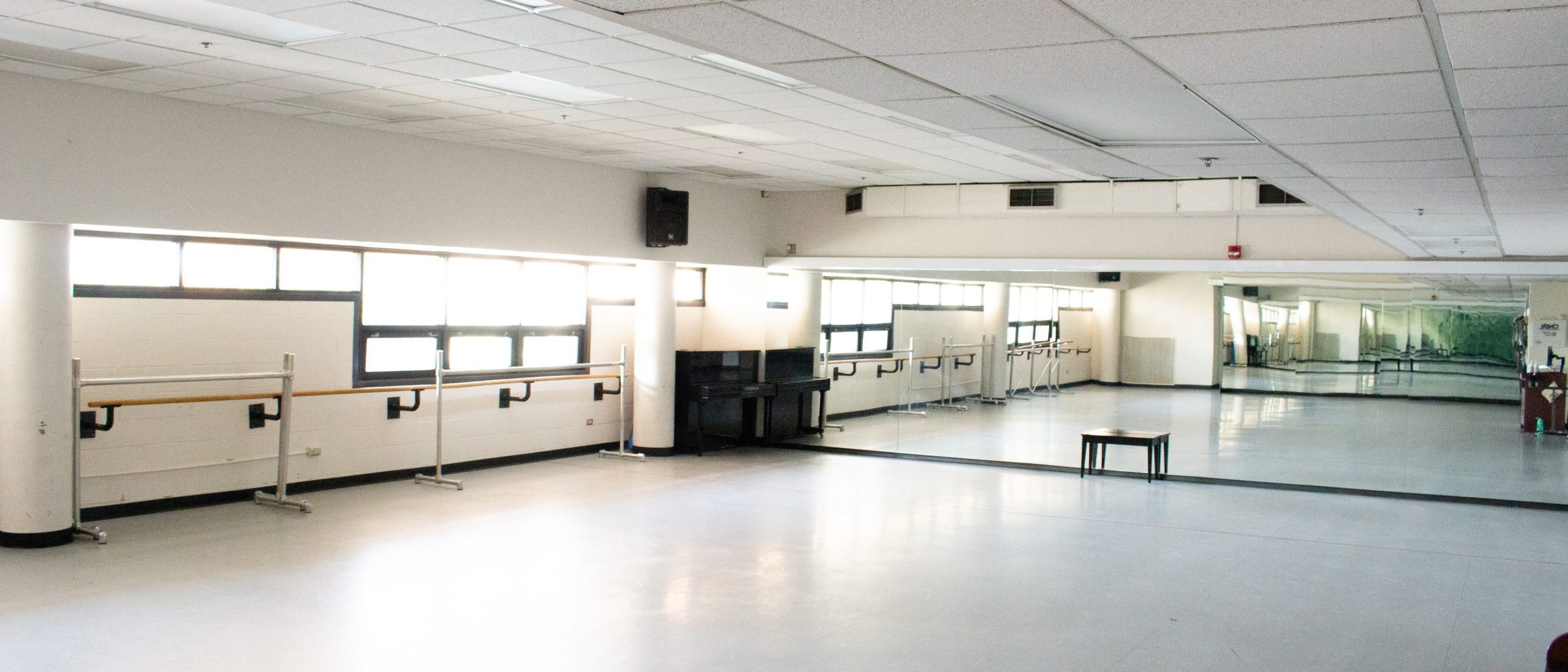 Front view of rowe dance studio with mirrors