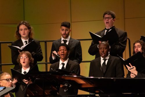 Men on stage for Mens Chorus
