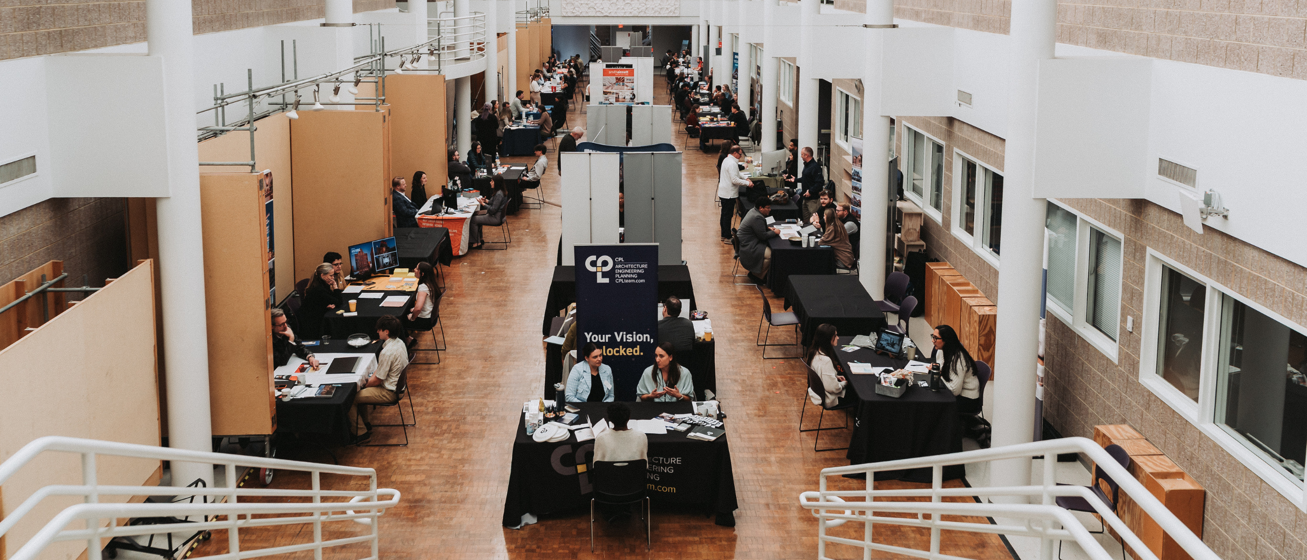 career expo photo, booths filling the storrs salon