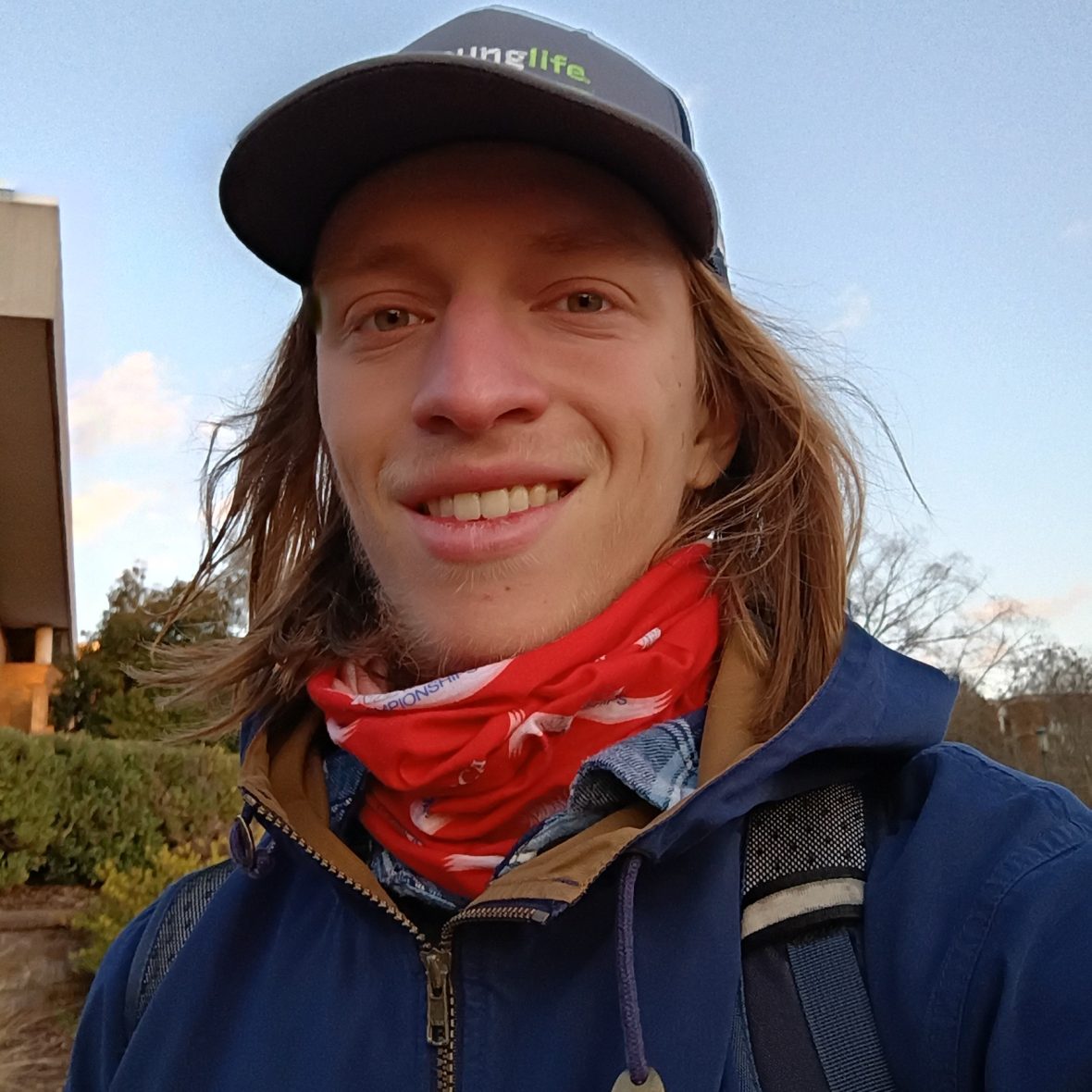 Picture of Isaac Cowell, wearing scarf and hat