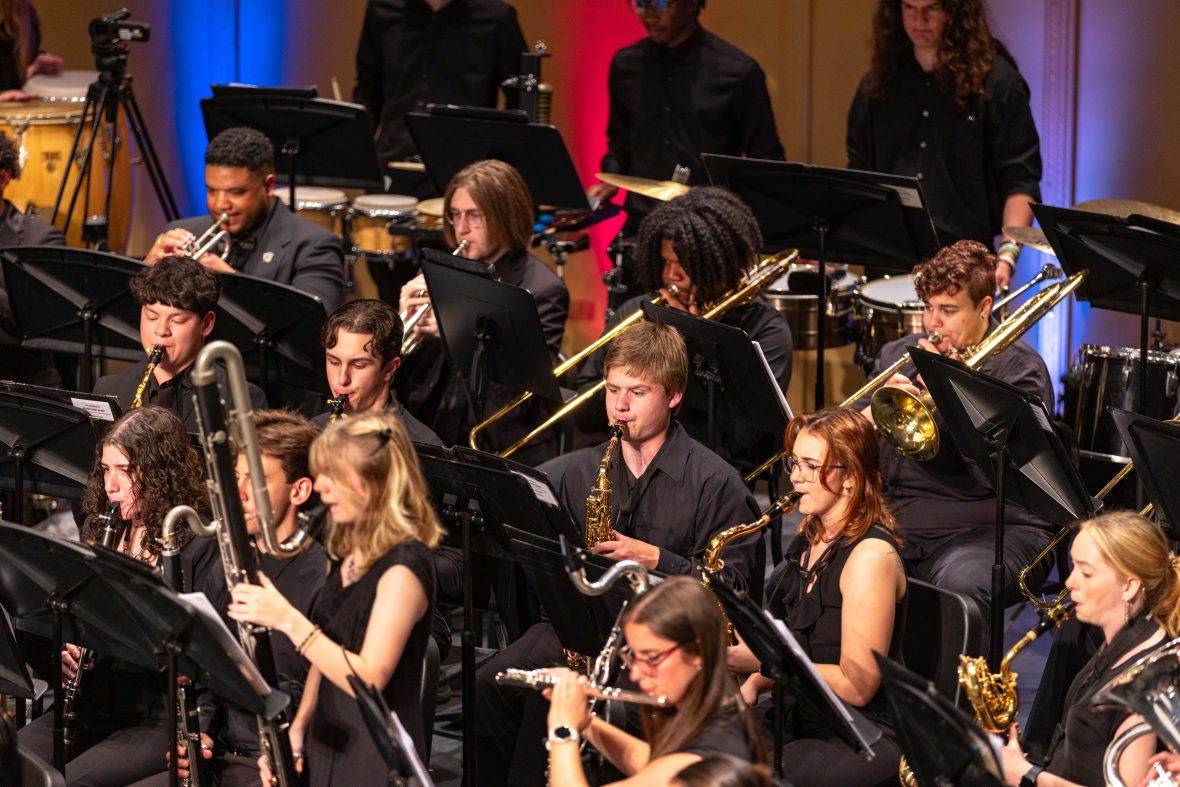 Section of the Symphonic Band performing