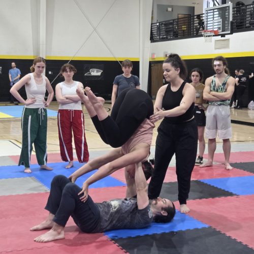 Jessica Pennachio teaching an acrobatics class