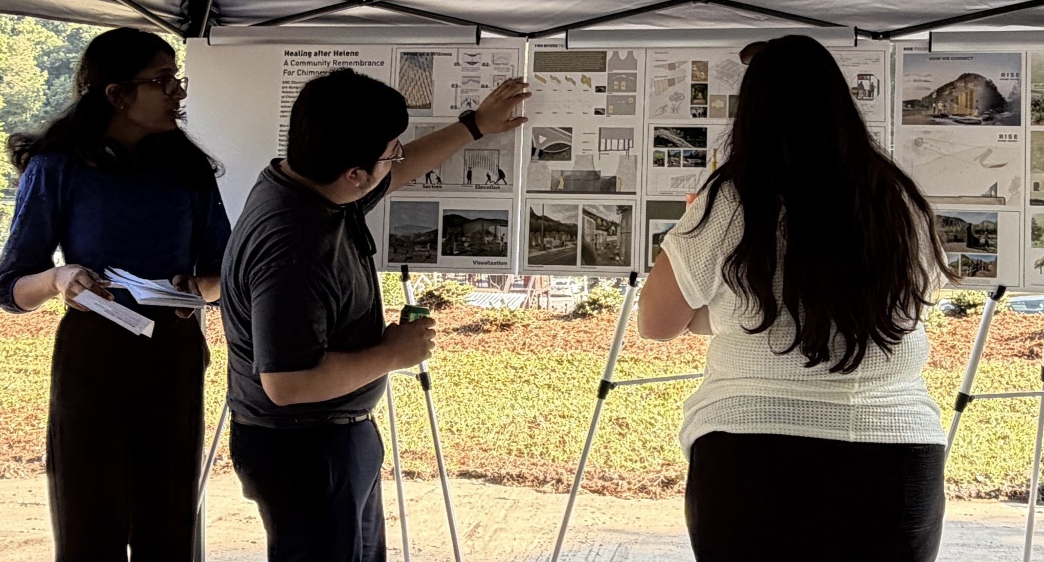students showing memorial proposals at Chimney rock
