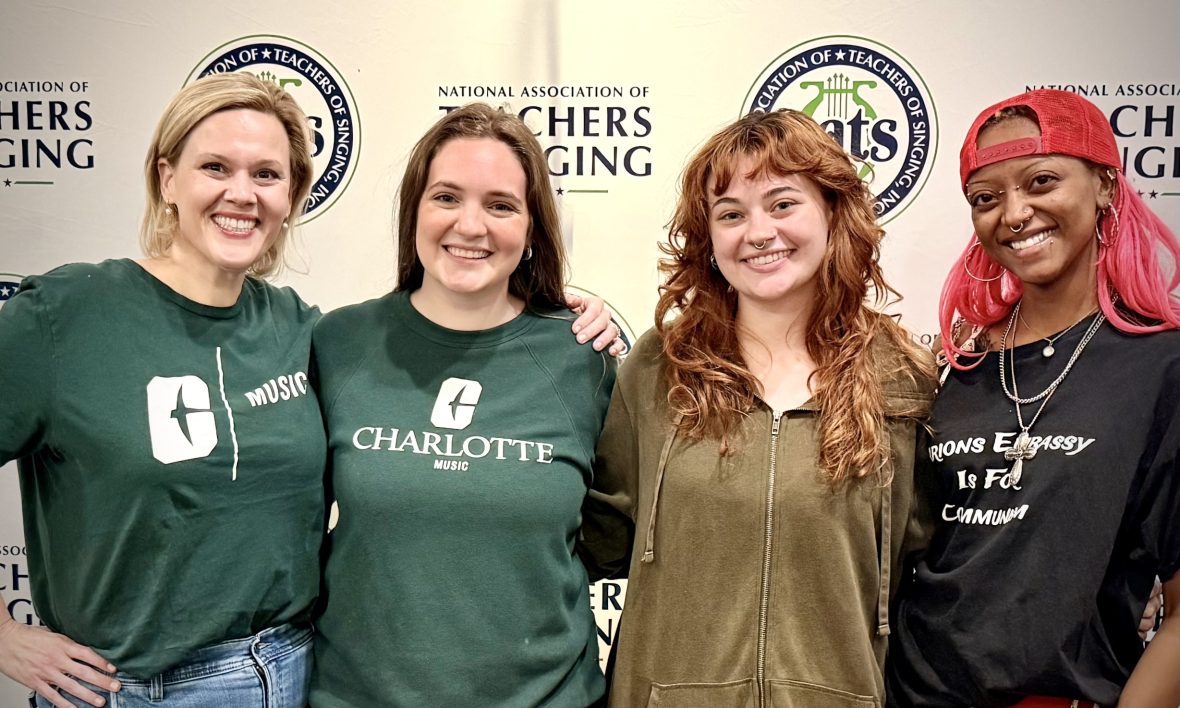 Voice instructor Christina Pier with three voice students at NATS