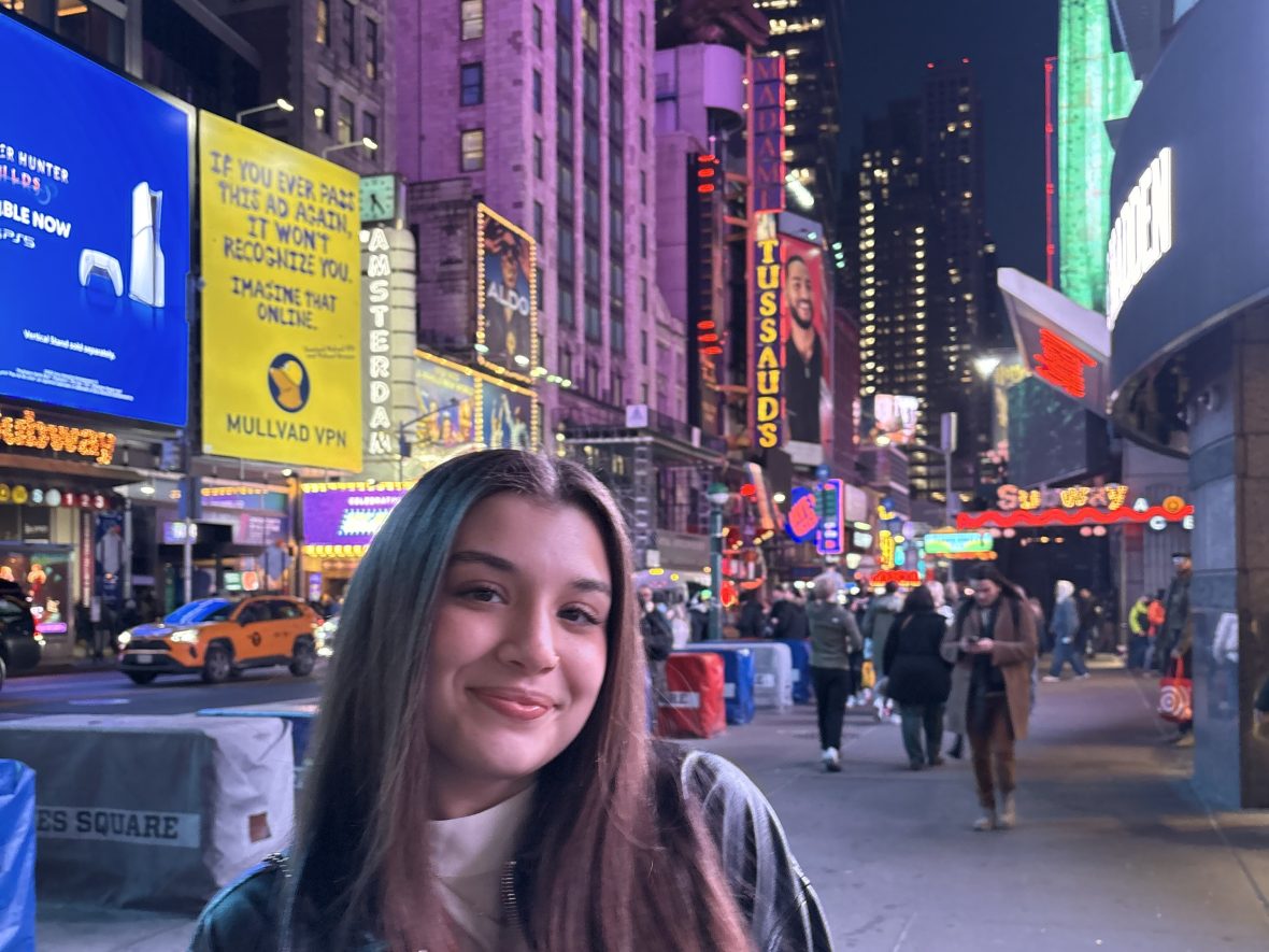 Aliyah March in Times Square at night