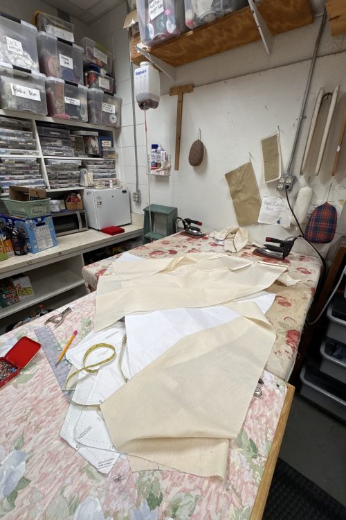 Fabric and pattern on sewing table