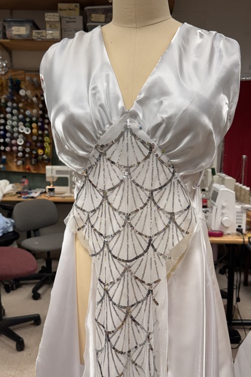 wedding dress on dress form