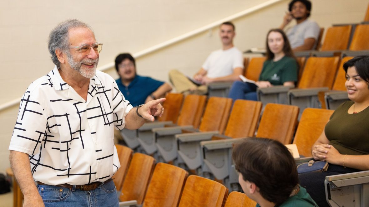 David Thaddeus teaching in a classroom