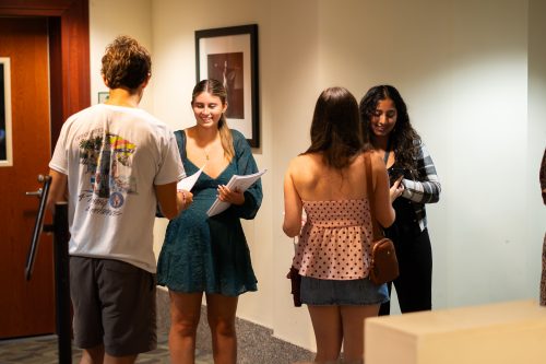 people scanning ticket for performance