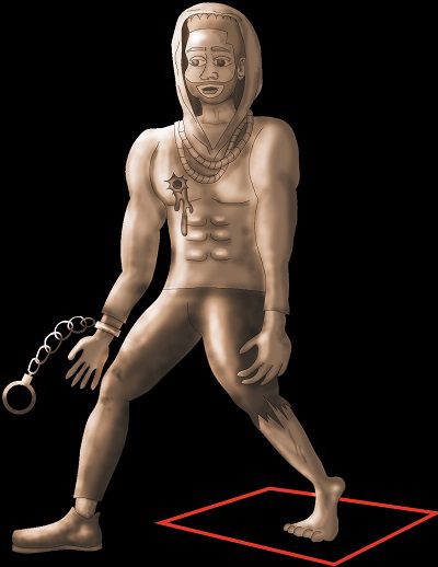 rendering of Black man statue