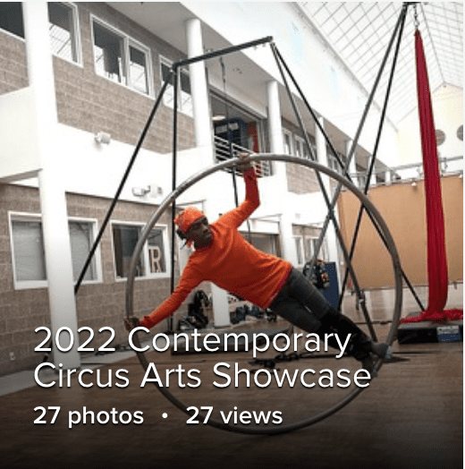 male student in circus performance