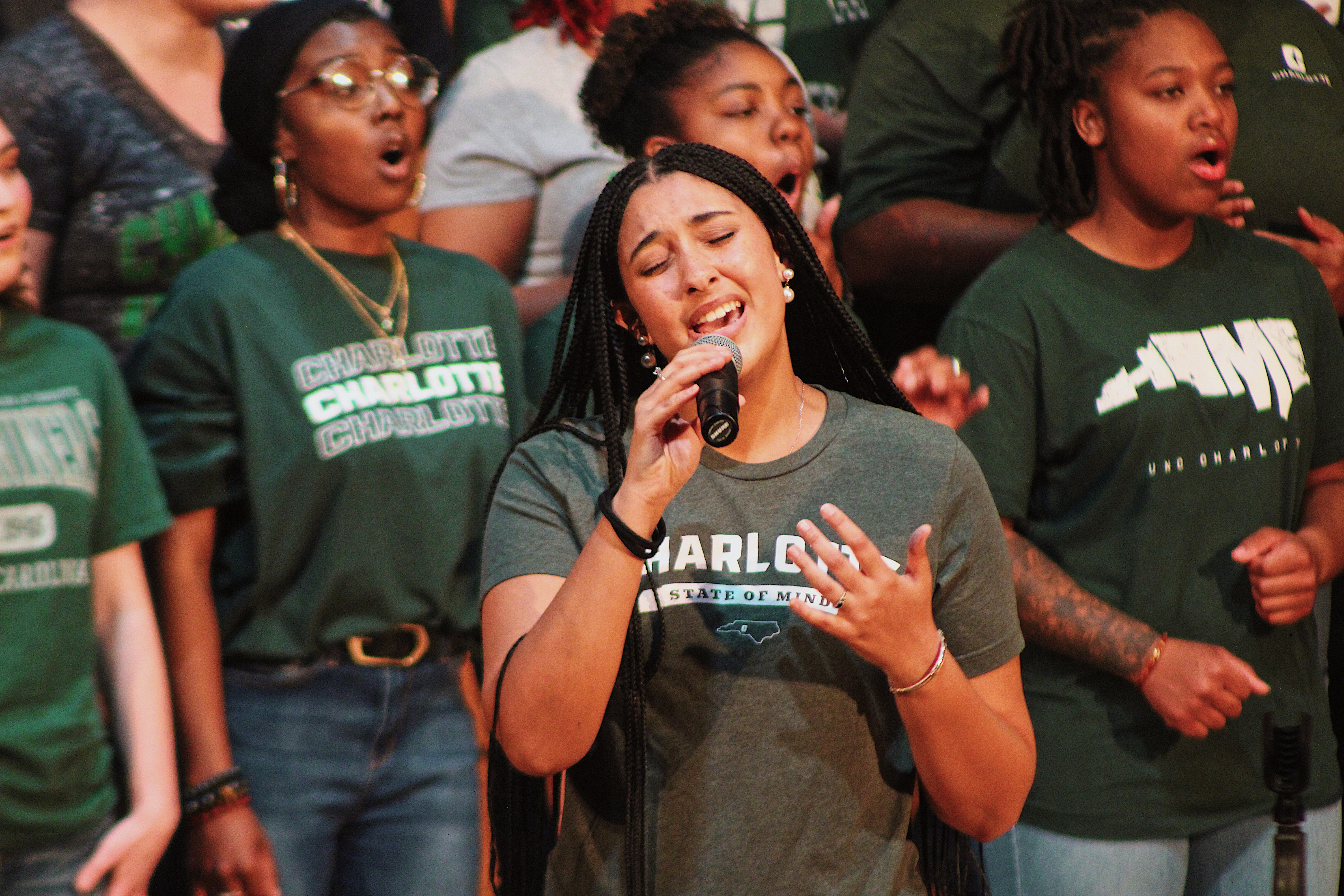student singing in gospel choir
