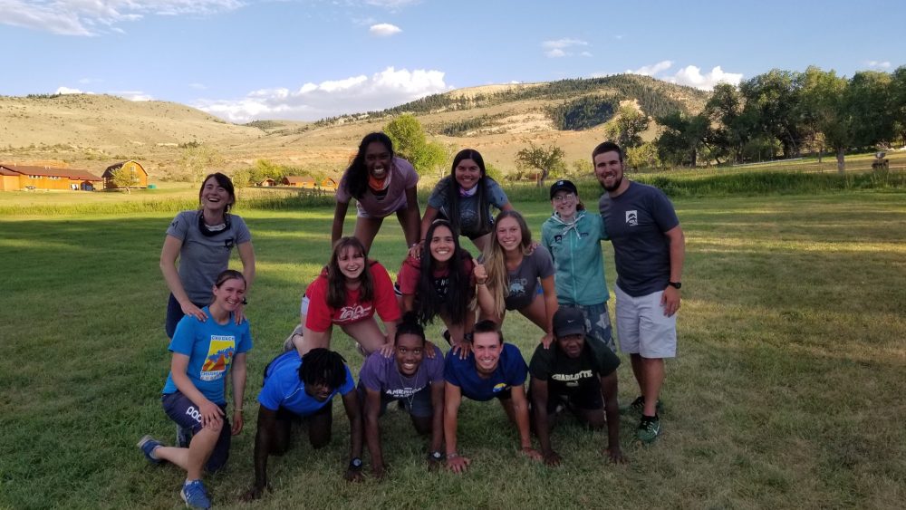 Millard with students in Wyoming