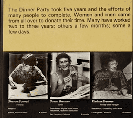 clipping from book about The Dinner Party, with photo of Susan Brenner