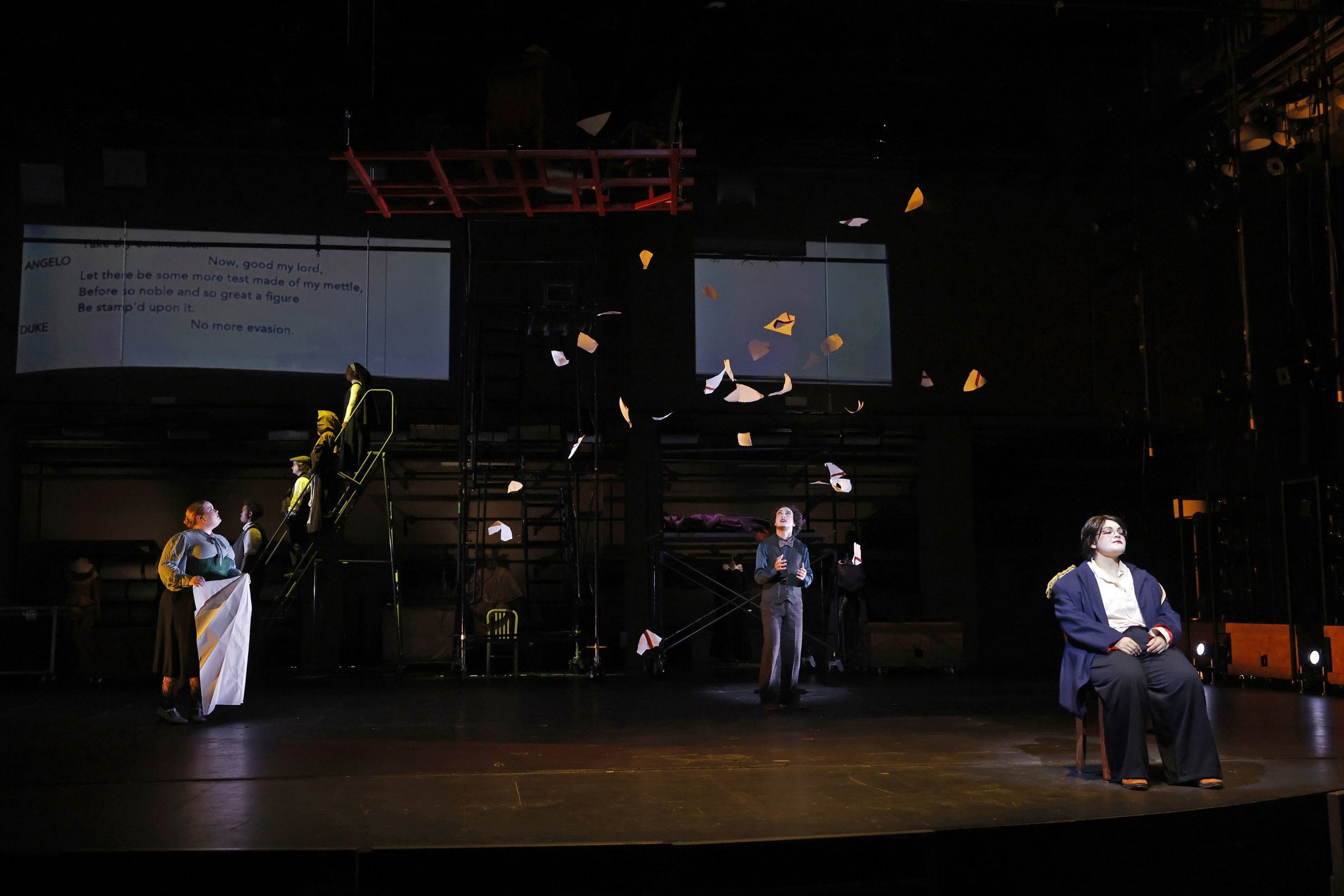 students on stage during a production for Measure for Measure