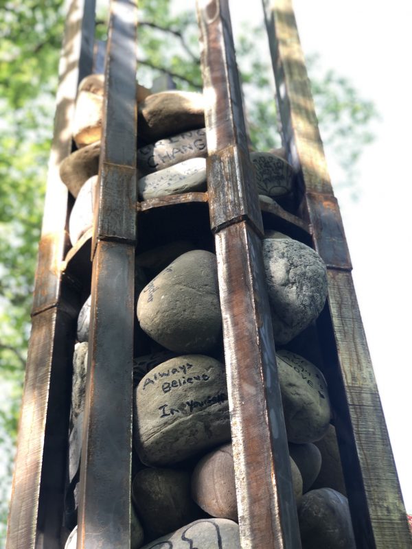 Remembrance Stones art installation in the Botanical Gardens.
