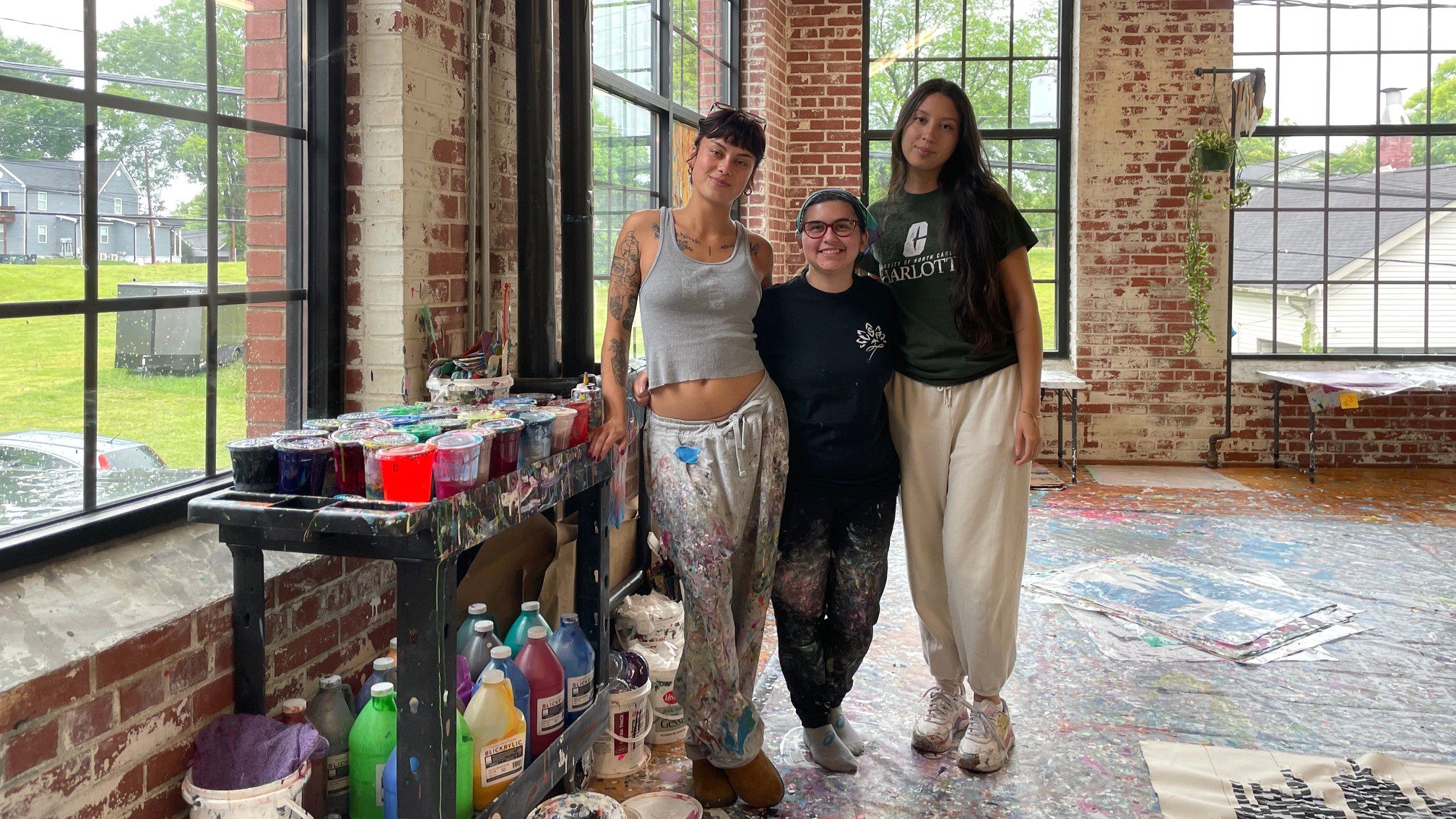 Veronika Falkner, Mia Nguyen and Danielle Arias in Kenny Nguyen's studio in Concord.